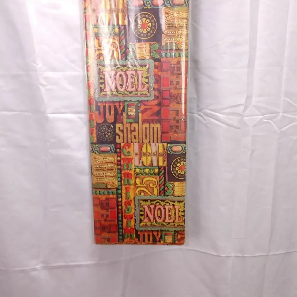Vintage 80s NOS Wrapping Paper 240in Xmas Holiday Greetings Noel Shalom Kitsch